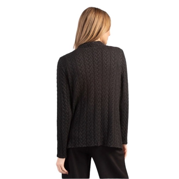 NWT HABITAT Shawl Pocket Jacket Black Cobblestone Knit Cardigan Size L - Picture 2 of 16